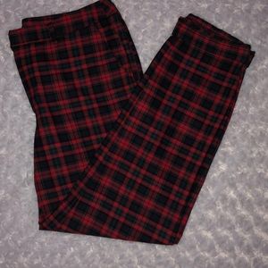 Straight leg plaid pants